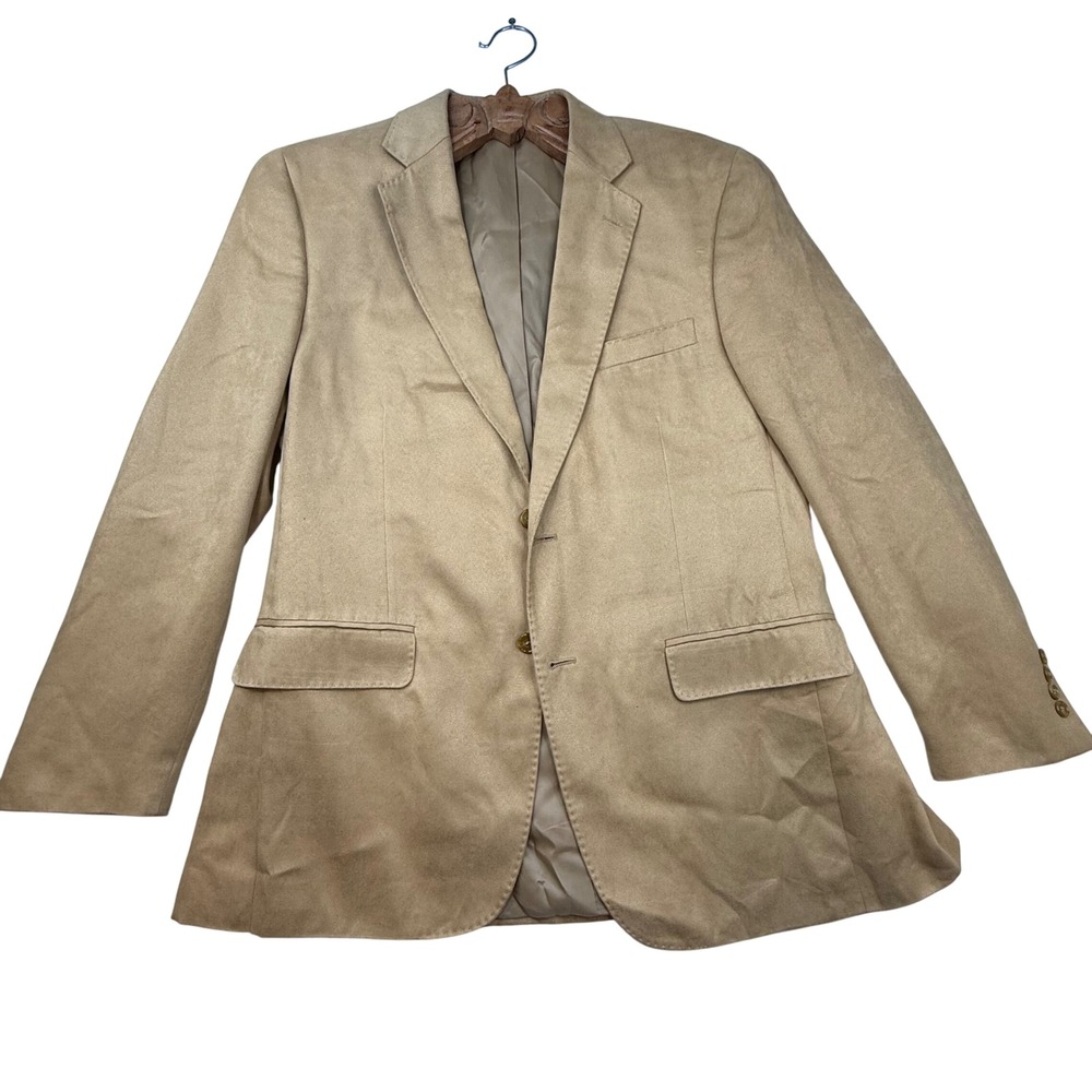 Haspel Mens 40R Tan Micro Polyester Premium Tailored‎ Blazer Sport Coat